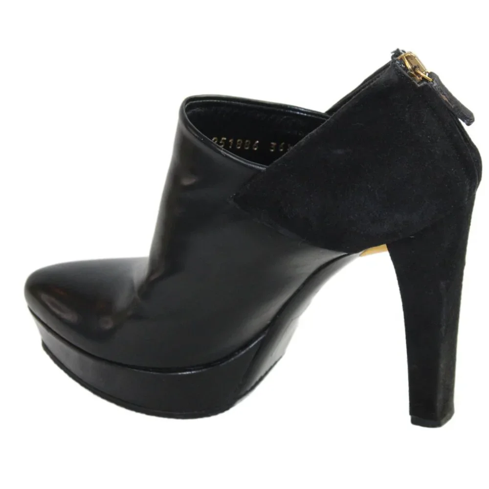 Gucci Black Leather Suede Accent Platform Stiletto Ankle Boot, Size 36.5 - Picture 7 of 12